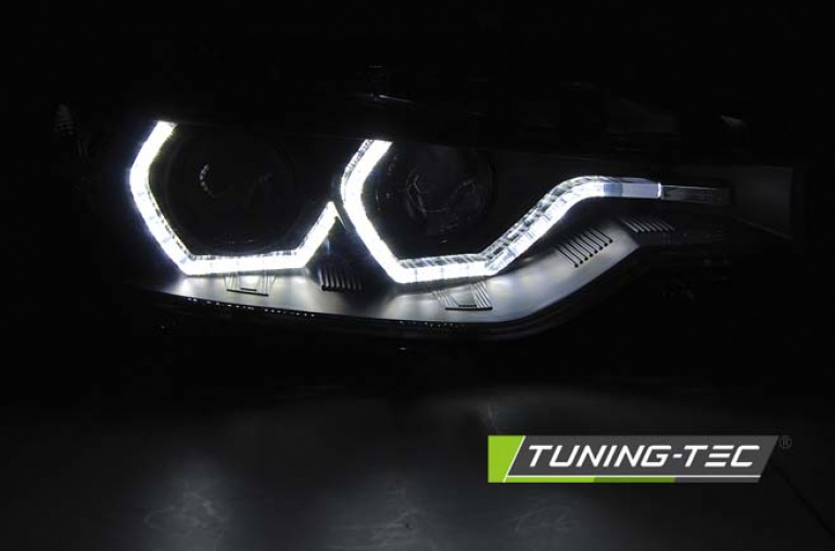LED Angel Eyes Scheinwerfer für BMW 3er F30/F31 Lim./Touring 15-18 schwarz dynamisch